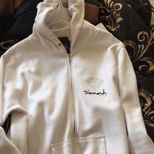 All white Diamond Supply men’s hoodie worn once